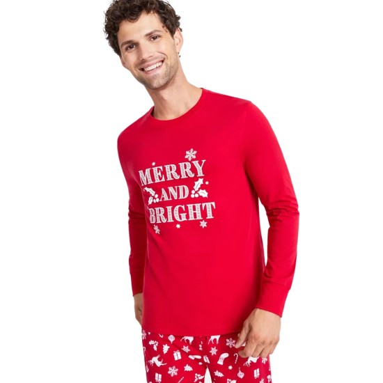  Matching Men s Merry Snowflake Mix It Family Pajama Set, Red, Medium