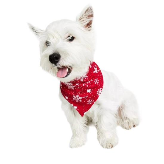  Matching Pet Merry Snowflake Bandana, Candy Red, L/XL