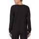  Womens Long Sleeve Pajama Top, Black, Small