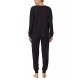  Womens Long Sleeve Pajama Top, Black, Small