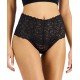  Women’s High Waist Lace Thong, Black, Large