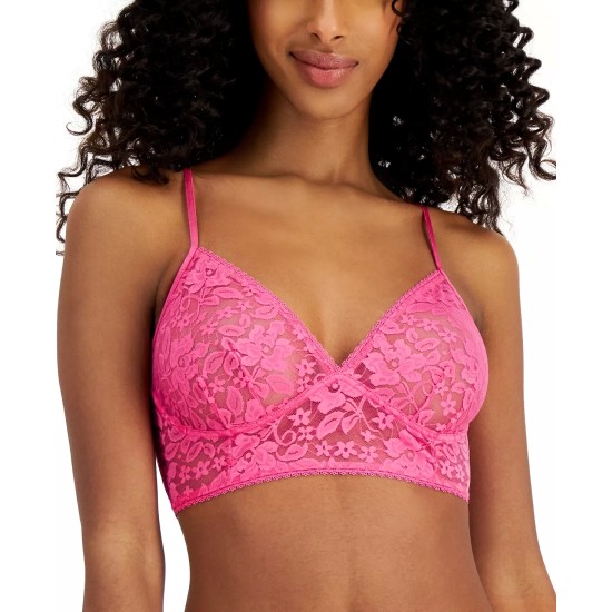  Women’s Lace Bralette Lingerie, Pink, Large