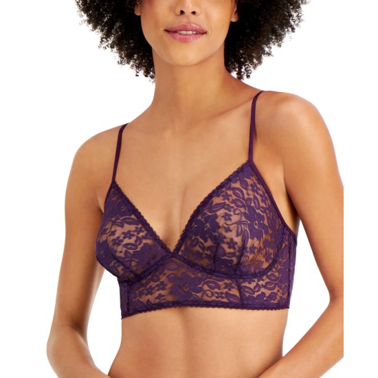  Women’s Lace Bralette Lingerie, Purple, Medium