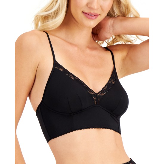  Women’s Lace-Trim Bralette, Black, Large