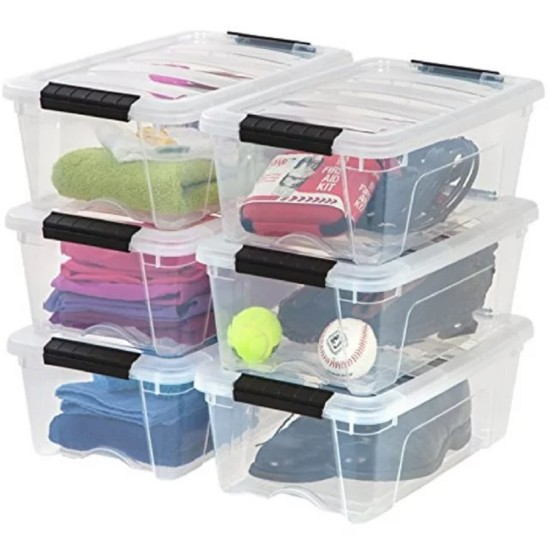  Buckle Up Storage Box, 12.9 Quart, Clear, 4 Count