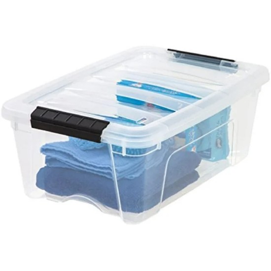  Buckle Up Storage Box, 12.9 Quart, Clear, 4 Count