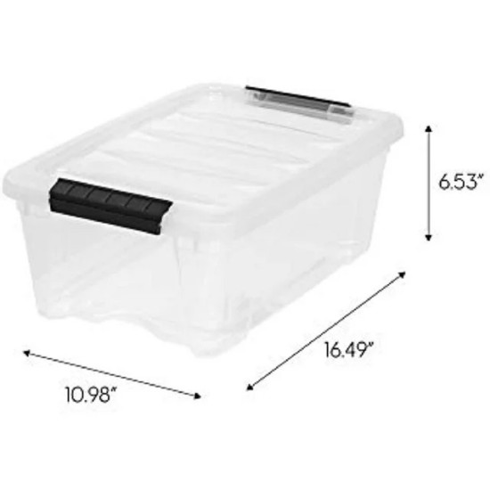  Buckle Up Storage Box, 12.9 Quart, Clear, 4 Count