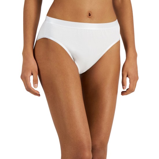  Women’s Hi-Cut Bikini Underwear, White, Large
