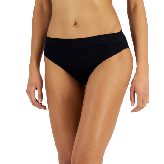  Women’s Hi-Cut Seamless Bikini Underwear, Black, Large