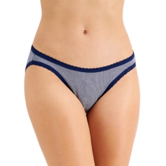  Women’s Lace Trim Bikini Underwear, Blue, Medium