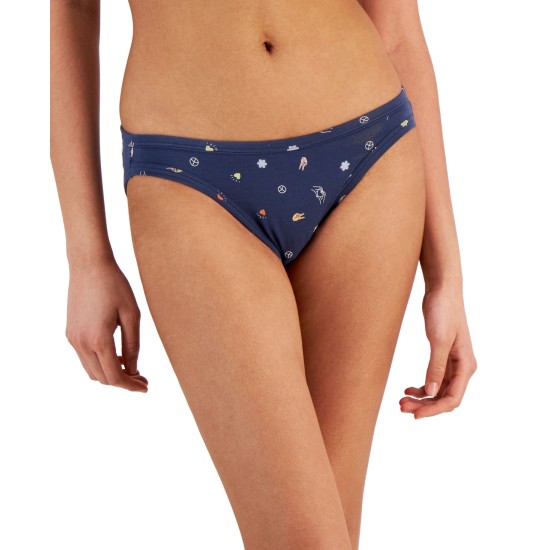  Women’s Lace Trim Bikini Underwear, Navy, Medium