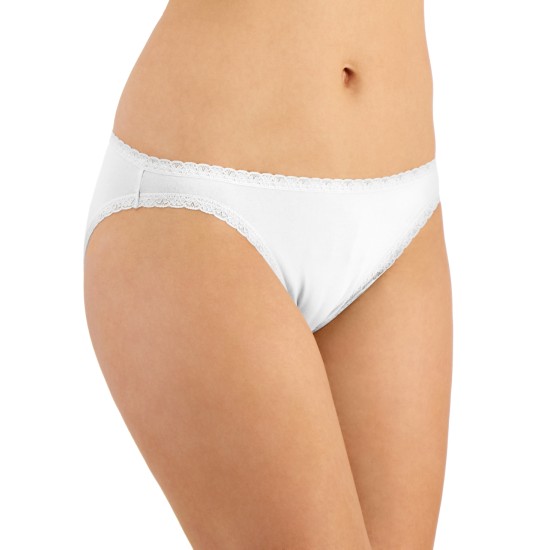  Women’s Lace Trim Bikini Underwear, White, Small