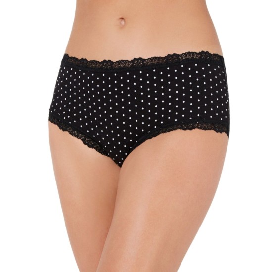  Women’s Lace Trim Hipster Underwear, Black, XXL