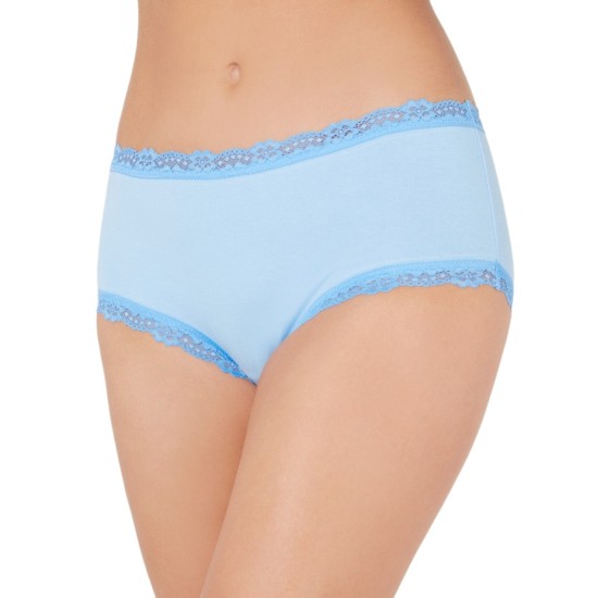  Women’s Lace Trim Hipster Underwear, Blue, XL