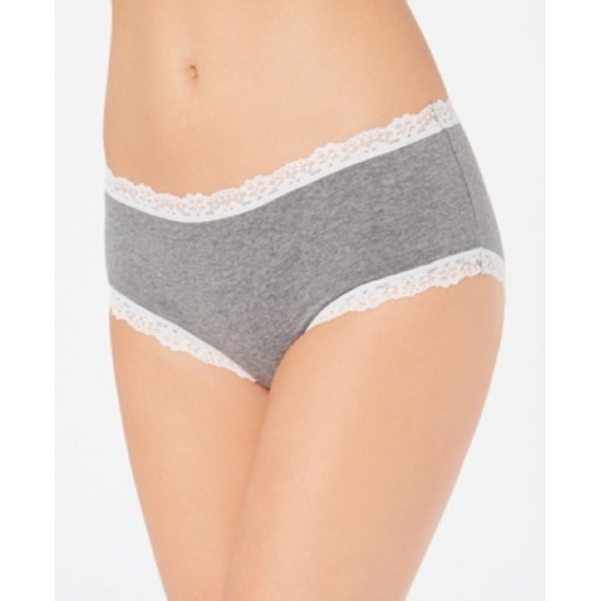  Women’s Lace Trim Hipster Underwear, Gray, XXL