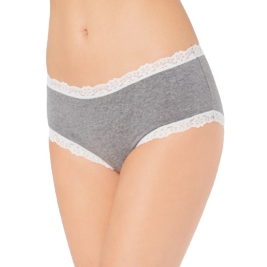  Women’s Lace Trim Hipster Underwear, Gray, XXXL