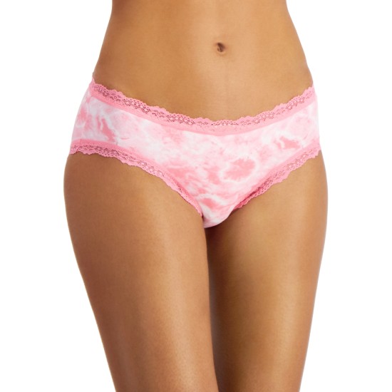  Women’s Lace Trim Hipster Underwear, Pink, XL