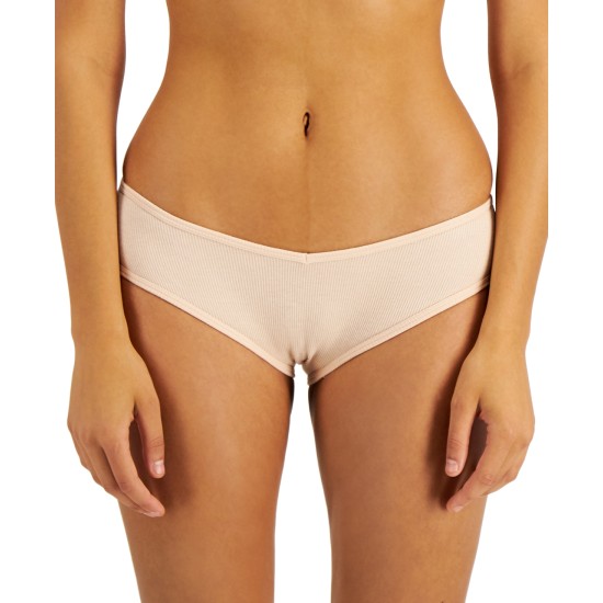  Womens Ribbed Hipster Underwear, Beige, XXL