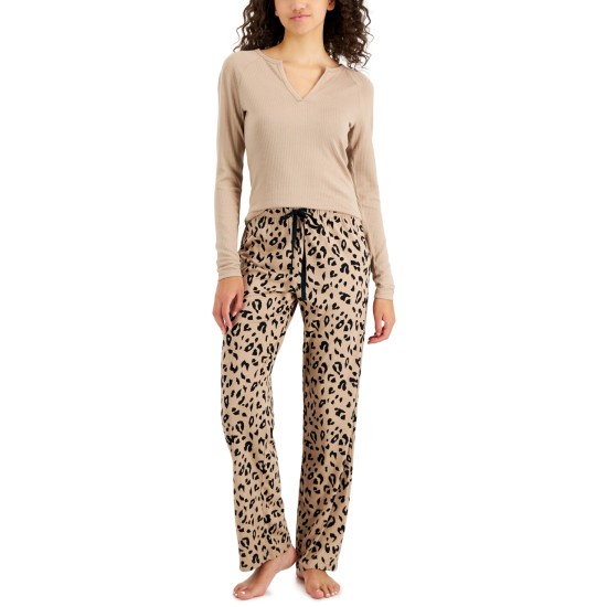  Women’s Split-Neck Pajama Top, Toffee Candy, x-Small