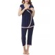 Kimi & Kai Cindy Maternity Nursing Pajama Set, Navy, Large