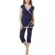 Kimi & Kai Cindy Maternity Nursing Pajama Set, Navy, Large