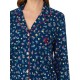 Womens Knit 3/4 Sleeve Notch Collar PJ Set, Navy, Medium