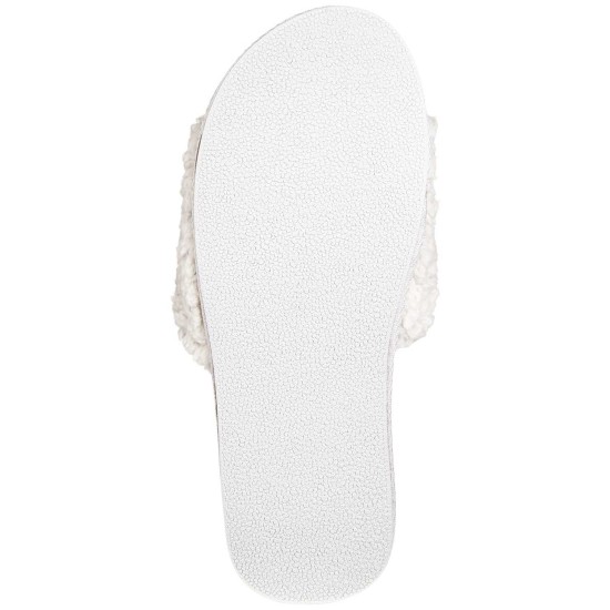  Faux-Berber Slide Slippers (Silver, M)