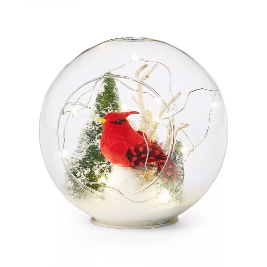  Collection Birds and Berries 6″ Lighted Ball with Cardinal & Snowy Branches
