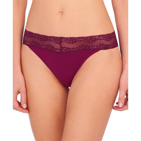  Womens Bliss Perfection Lace-Waist Thong Underwear, Port/Sumac