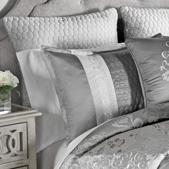 Riverbrook Home Elegant Collection Comforter Set, King, Aileen – Gray/Spice, 12-Piece Set