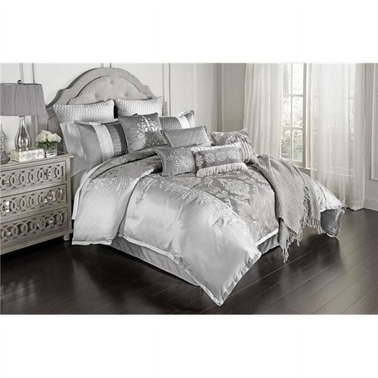 Riverbrook Home Elegant Collection Comforter Set, King, Aileen – Gray/Spice, 12-Piece Set