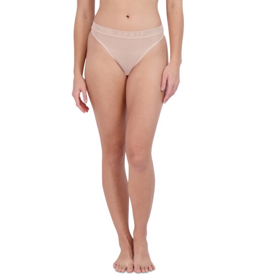  Women’s Mesh High-Leg Thong Underwear, Rose Dust, Small