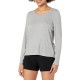  Women’s Ribbed Long-Sleeve Sleep Tee, Heather Grey, Large