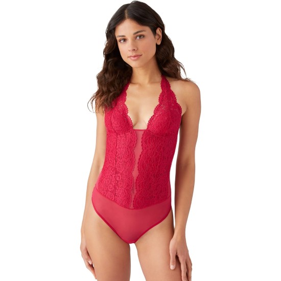  Womens Ciao Bella Lace Bodysuit, Red, Medium