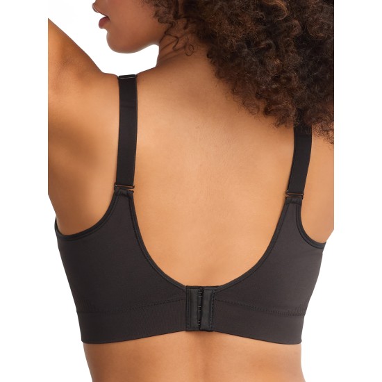  Womens Comfort Revolution Seamless Wire-Free Bra Style-DF3380, Black, Large