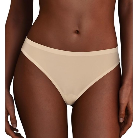  Women’s Soft Stretch One Size Seamless Thong, Ultra Nude