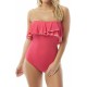  Women’s Agate Ruffle Bandeau ONE Piece, Hibiscus 618, 14/38 C