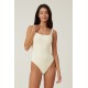  Soft Lounge Square Neck Bodysuit, Beige, Medium