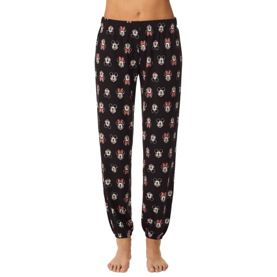  Women’s Mickey & Minnie Mouse Pajama Pants – Black Print, X-Large