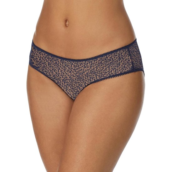  Women’s Modern Lace Trim Hipster DK5014, Navy, Medium