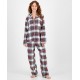  Women’s Stewart Cotton Plaid Pajamas Set, White, Large