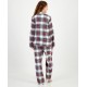  Women’s Stewart Cotton Plaid Pajamas Set, White, Large