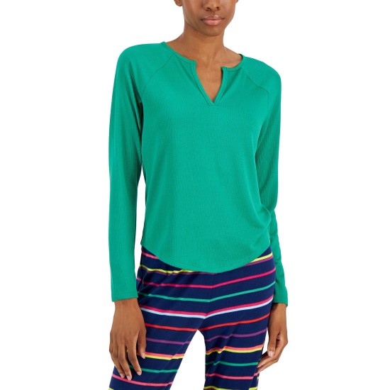  Women’s Split-Neck Pajama Top, Green, X-Large