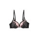  Love the Lift Push Up & In Lace Plunge Underwire Bra DM9900, Black/Gentle Peach, 40C