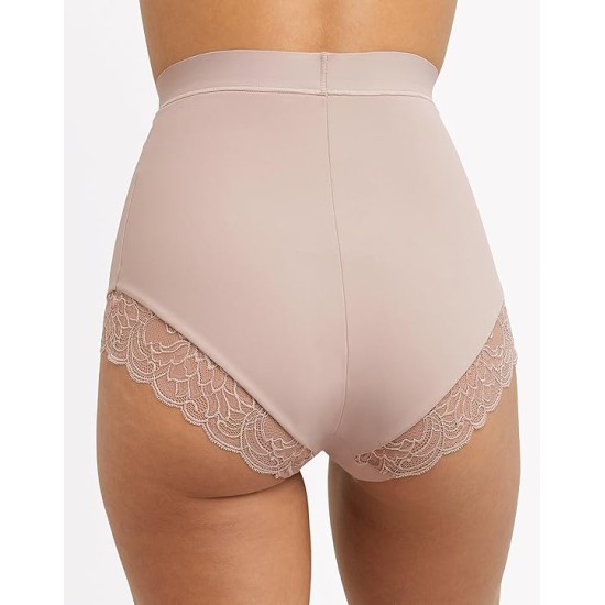  Women’s Eco Lace Firm Control Shaping, Moisture-Wicking, Mid-Brief Shapewear, Blush, XX-Large