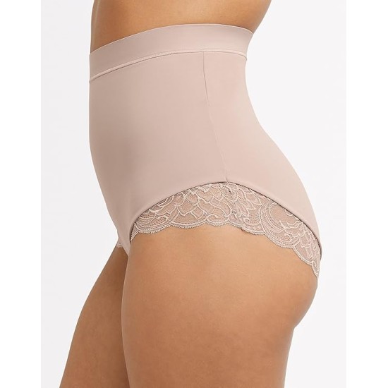  Women’s Eco Lace Firm Control Shaping, Moisture-Wicking, Mid-Brief Shapewear, Blush, XX-Large