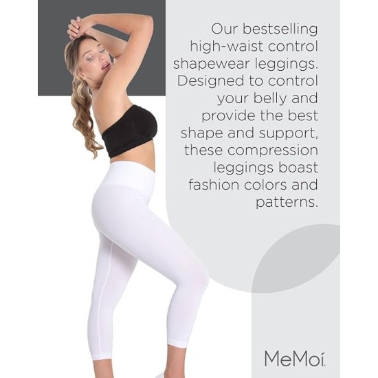  Women’s High-Waist Seamless Control Shapewear Leggings, White, Medium