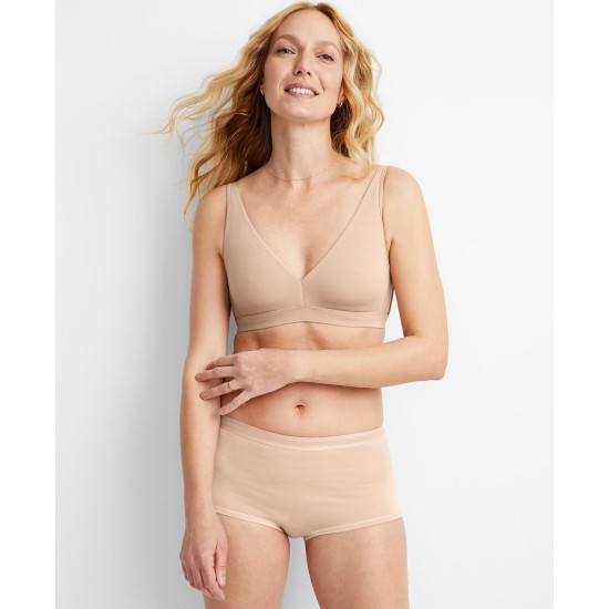  Womens Cotton Bralette, Nude Blush, L