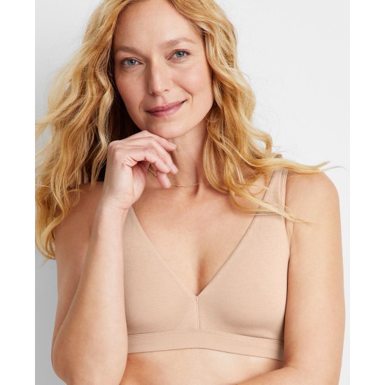  Womens Cotton Bralette, Nude Blush, L