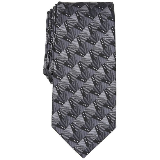  Men’s Barkis Geo-Print Tie, Charcoal